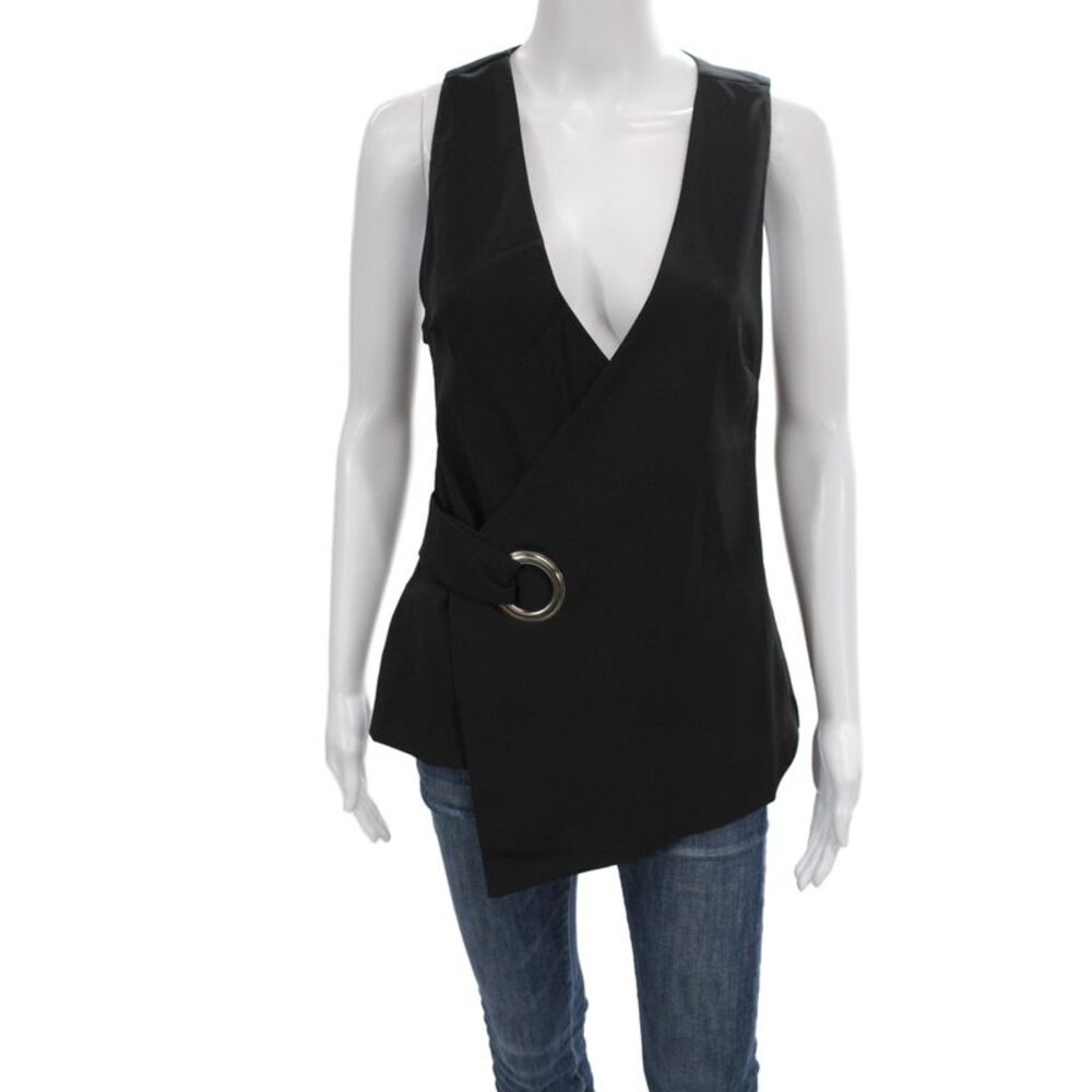 MPC Womens Sleeveless V Neck Shirt Black 100% Polyester Size S